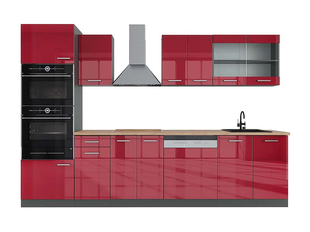 Aneks kuchenny czerwony wysoki połysk/antracyt 300x60x81.6 r-line 4781548 - obrazek 1