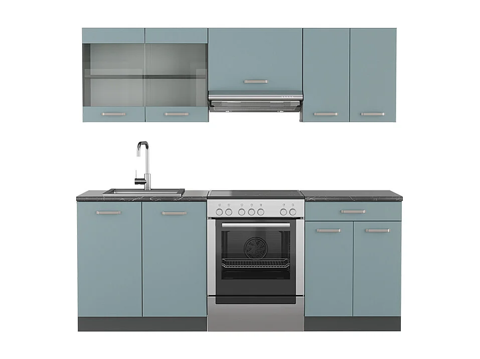 Aneks kuchenny niebiesko-szary/antracytowy 200x60x81.6 r-line 4781721 - obrazek 1
