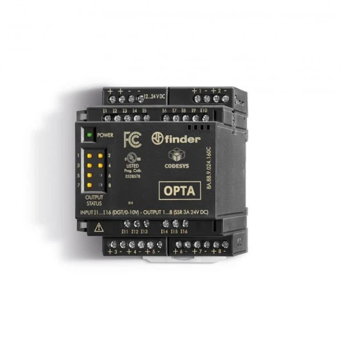 Moduł rozszerzeń Finder CodesysSSR do serii 8A 12…24V DC 16 wejść cyfrowych/analogowych 0…10V, 8 wyjść SSR 3A 8A.88.9.024.160C - obrazek 1