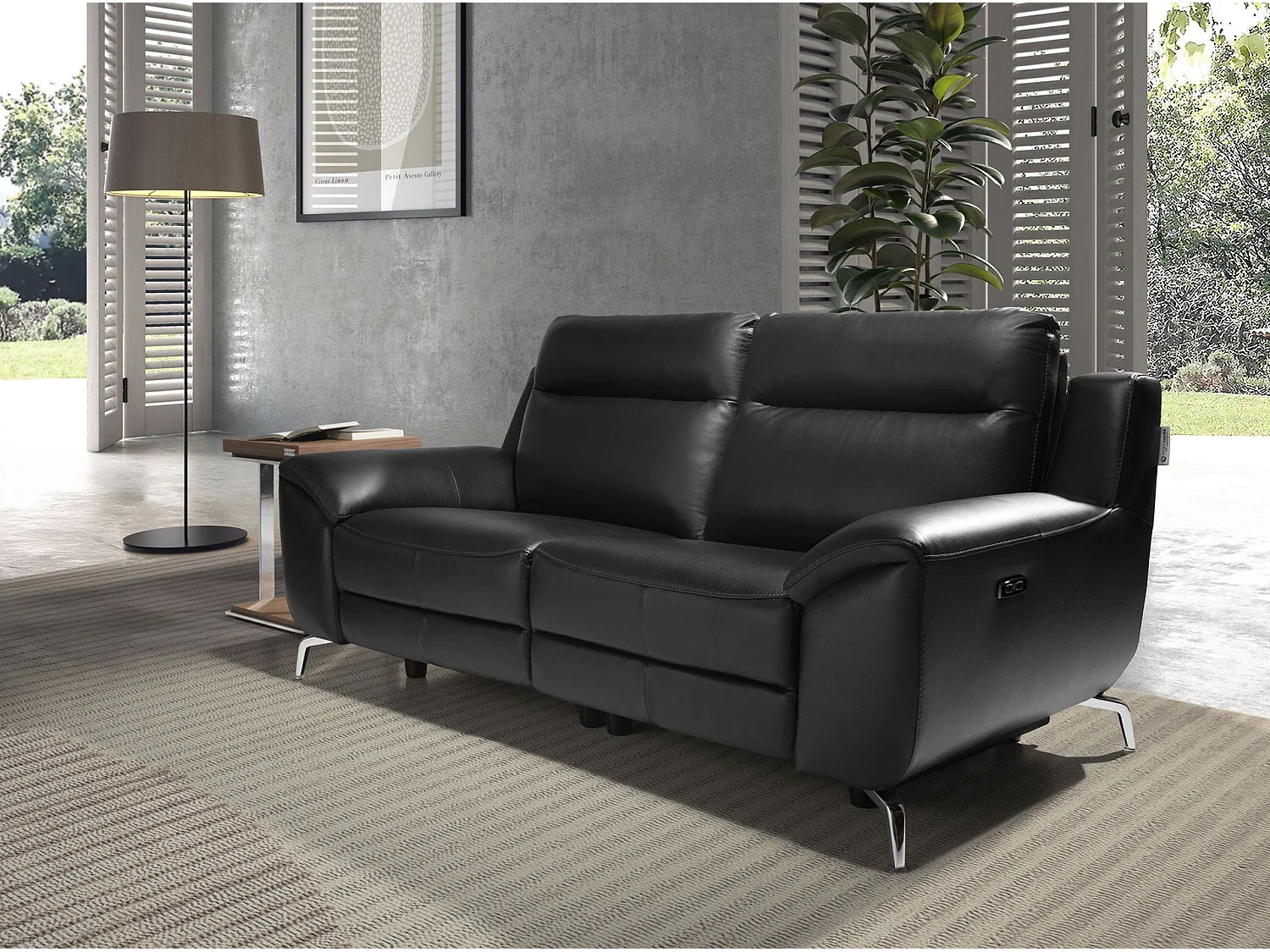 2-osobowa sofa relaksacyjna z czarnej skóry 6193 ANGEL CERDA 3335256
