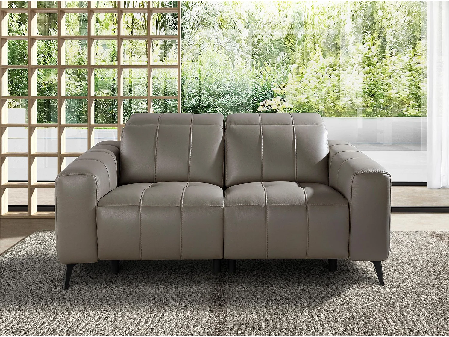 2-osobowa sofa relaksacyjna w szarej skórze 6209 ANGEL CERDA 4317213