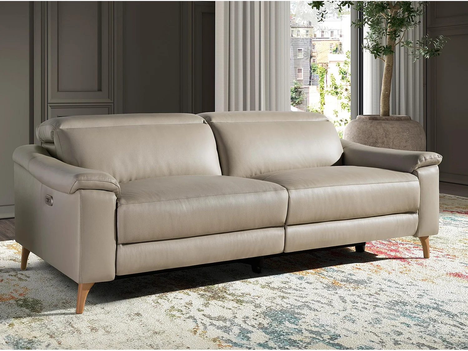 3-osobowa sofa relaksacyjna ze skóry w kolorze szarym taupe 6190 ANGEL CERDA 3335260