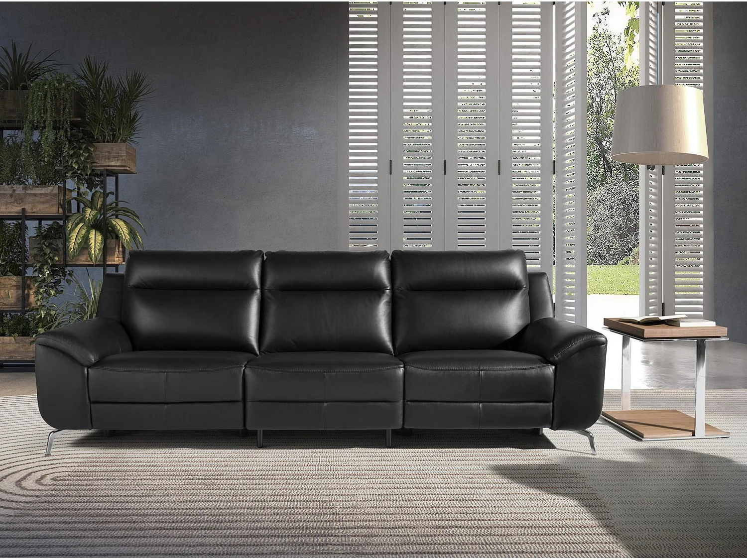 3-osobowa skórzana sofa relaksacyjna czarna 6194 ANGEL CERDA 3335252