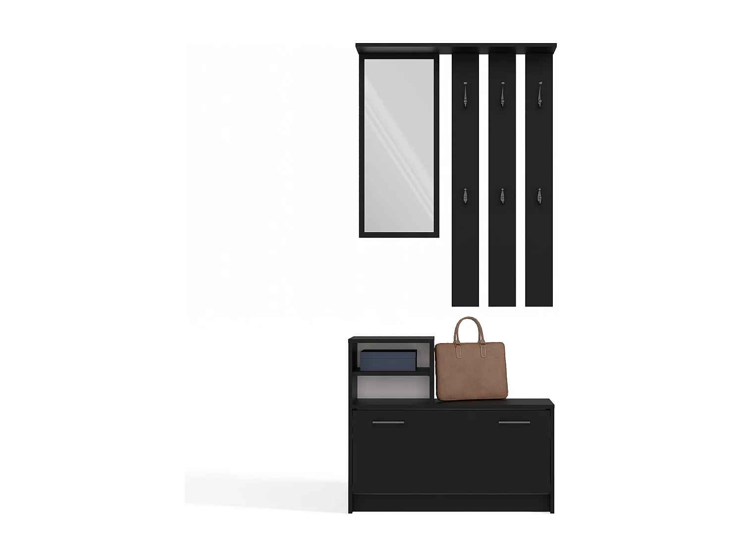 Garderoba Vera | Czarna | 85x24x180 cm| Wieszak, Lustro, Szafka na Obuwie 4804587 - obrazek 1