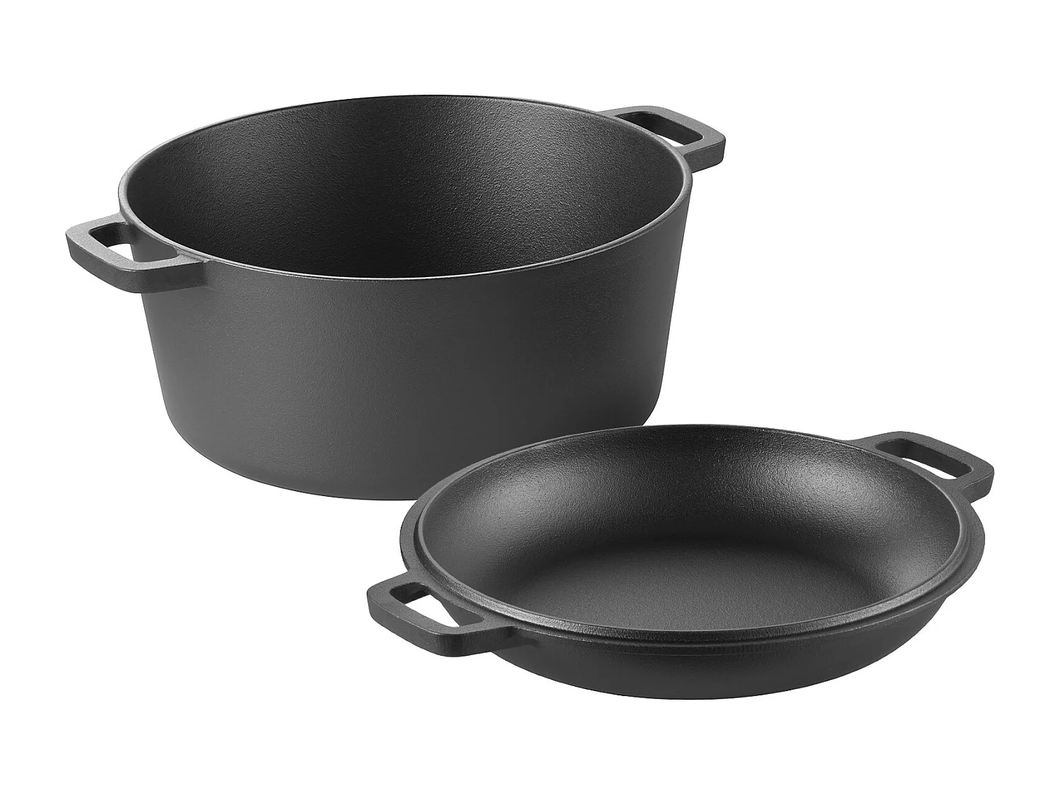Garnek SucceBuy Żeliwny 2 w 1, Wstępnie Sezonowany Garnek z Pokrywą i Uchwytami, 4,73 L, Średnica 26 cm, z Koszykiem do Fermentacji, Czarny 4806441
