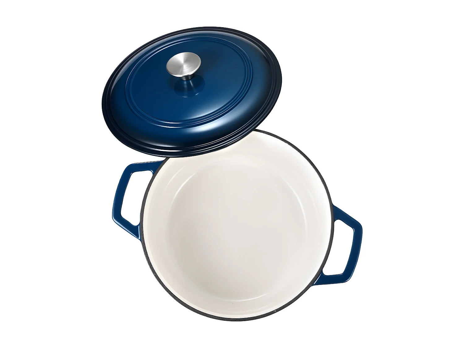 Garnek SucceBuy Żeliwny 5,68 L, Emaliowany Garnek z Pokrywą i Dwoma Uchwytami, Solidny i Trwały, do Pieców Indukcyjnych do 260 °C, Niebieski 4806439