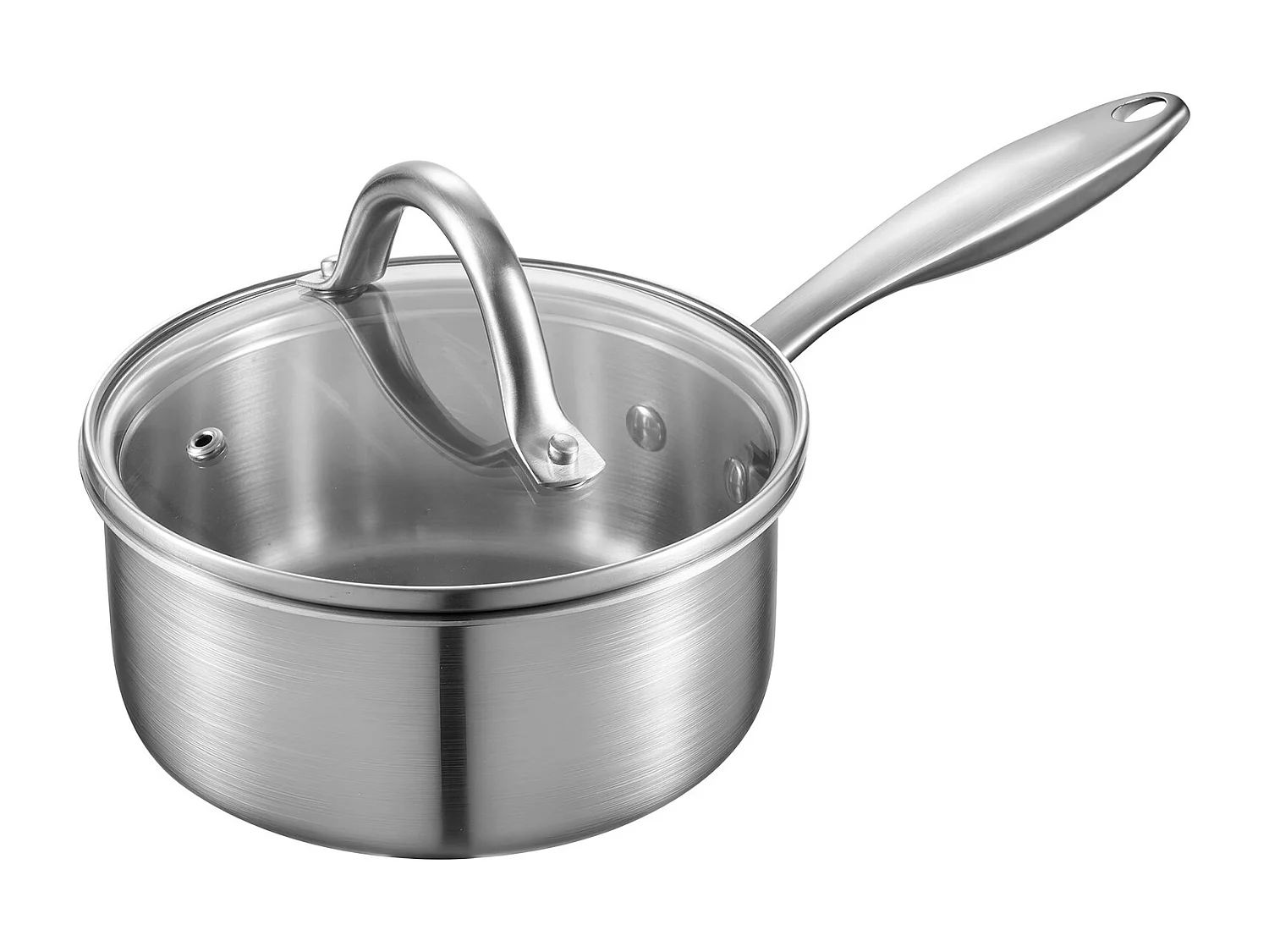 Garnek SucceBuy ze Stali Nierdzewnej 1,4 L, Garnczek z Pokrywą ze Szkła I Ergonomiczną Rączką, Nieprzywierający, Zmywalny w Zmywarce, Przyrząd Kuchenny 4806446 - obrazek 1