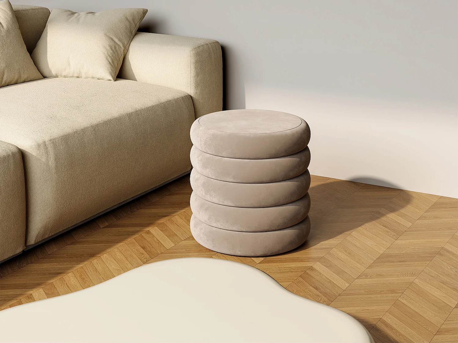 Pufa welurowa w kolorze taupe ECAMBI 4169236