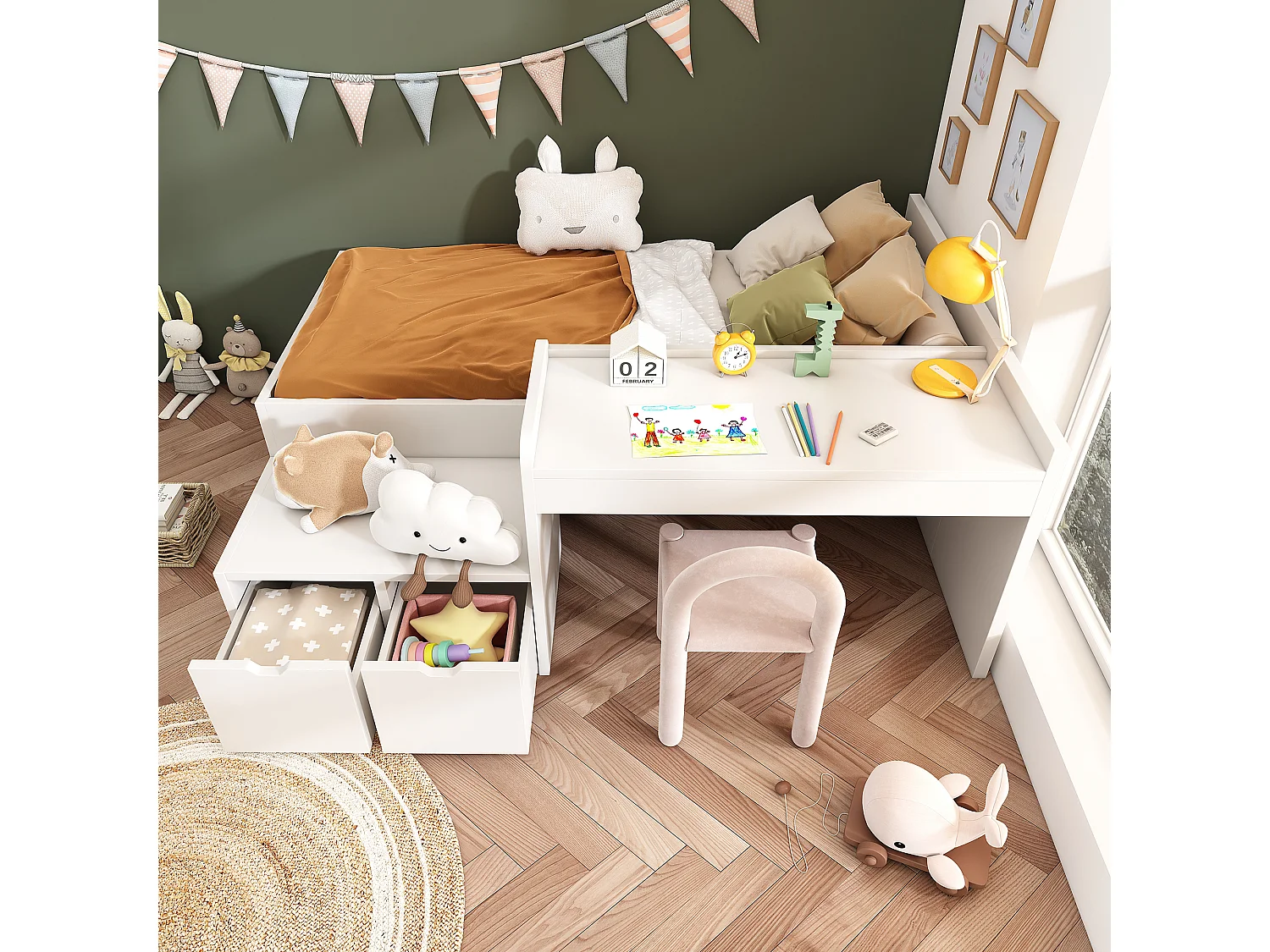 Łóżko dziecięce 90 x 200 cm – z 2 szufladami – sosna – białe – materac nie jest wliczony w cenę 4813246 - obrazek 1