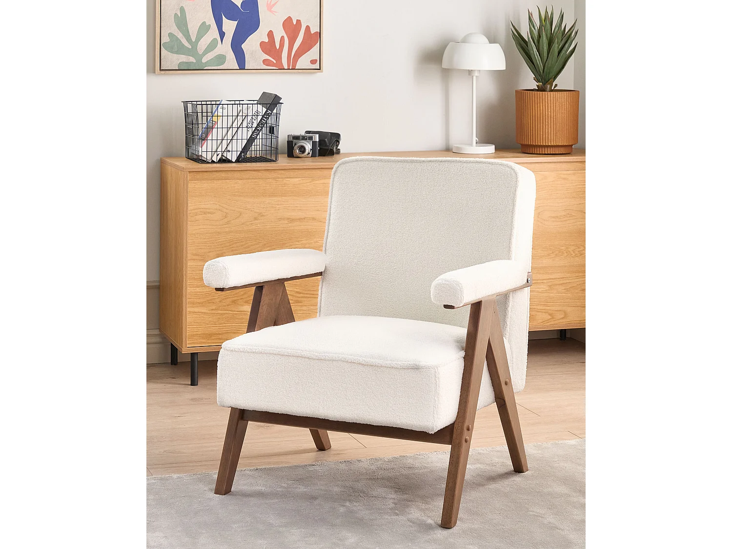 Fotel EVJE Boucle Złamana biel 3294821 - obrazek 1