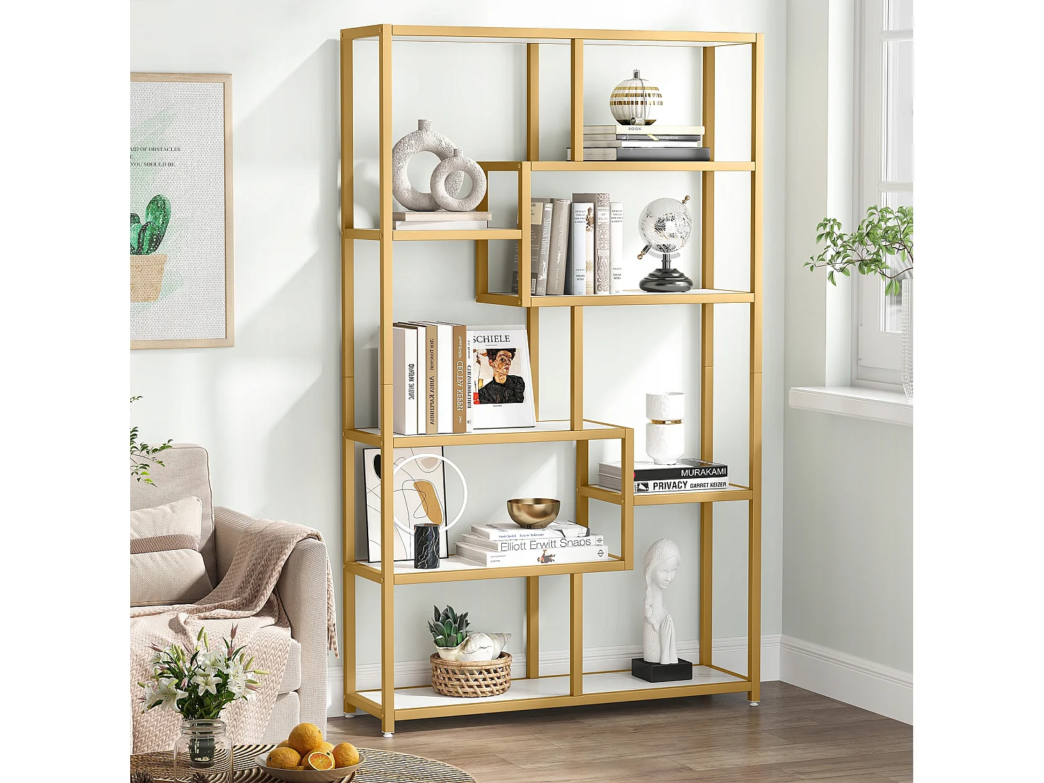 8-poziomowa biblioteczka, 100 x 30 x 180 cm, wolnostojąca biblioteczka, wolnostojąca biblioteczka dekoracyjna z półkami do przechowywania 3884713