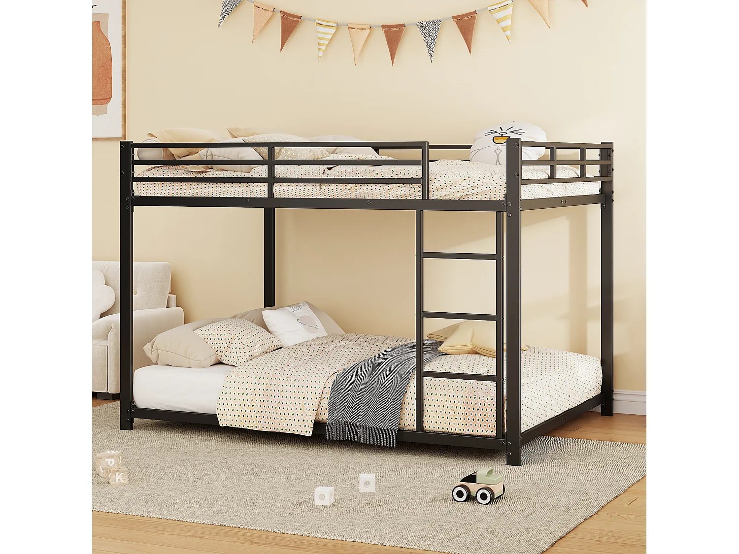 Łóżko piętrowe 140 x 200 cm – z dnem z listew – metal – czarne – materac nie jest wliczony w cenę 4824300