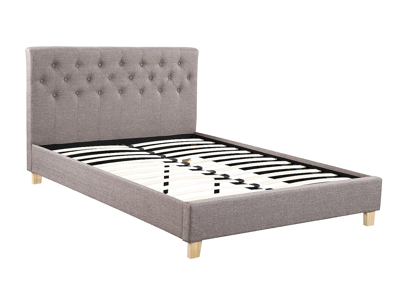 Eleganckie Łóżko Dwuosobowe „Emmy” – Taupe – 140 x 190 cm – Konstrukcja Drewniana & Stelaż Z Listewek 571287