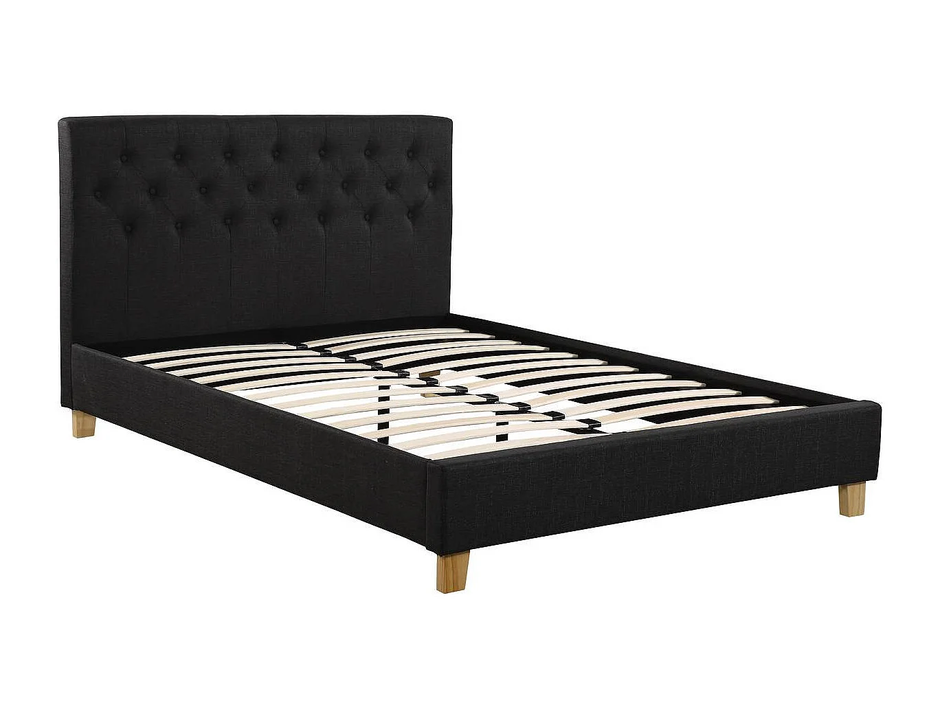 Łóżko Dwuosobowe "Emmy" - Szare - 140 x 190 cm - Elegancki Design z Nóżkami na Kołkach i Solidną Konstrukcją 571303 - obrazek 1