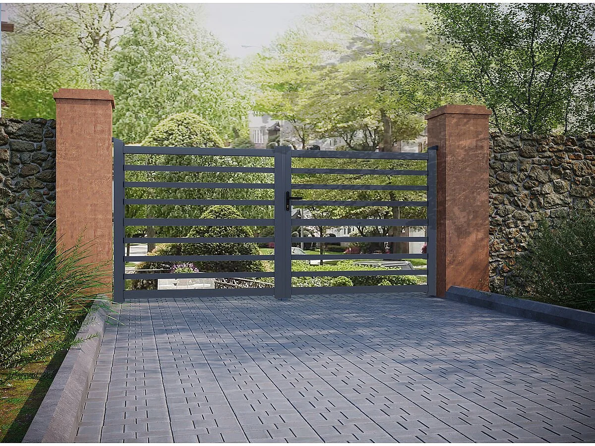 Brama aluminiowa ażurowa „Martin” – 300 x 180 cm – Szara 3995425
