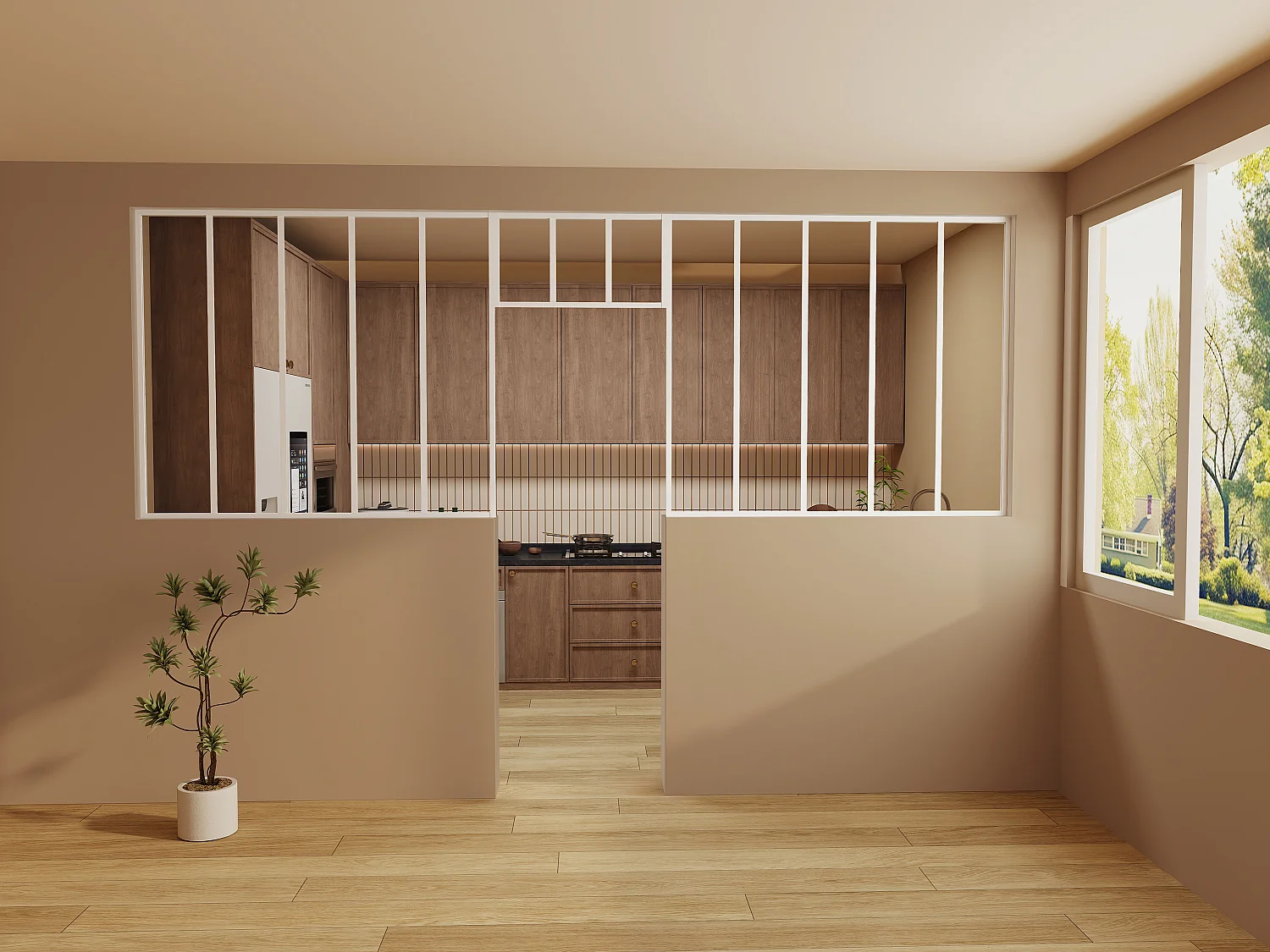 Zestaw 2 przeszklonych ścianek atelier z nadświetlem z aluminium malowanego proszkowo – 2 x szer. 150 x wys. 130 + szer. 73 x wys. 40 cm – Biały – BAYVIEW 4758258