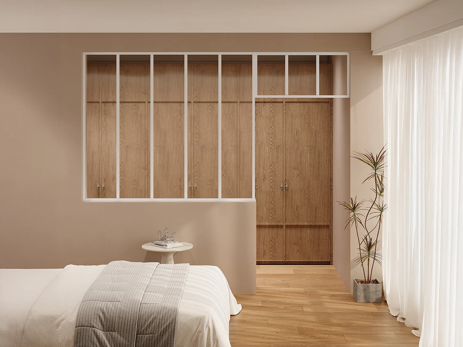 Przeszklona ścianka atelier z nadświetlem z aluminium malowanego proszkowo – S150 x W130 + S83 x W40 cm – Białe – BAYVIEW 4758260