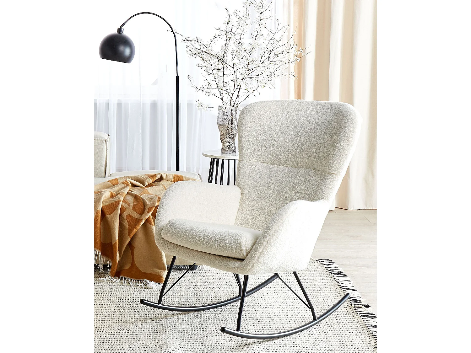 Fotel bujany ANASET Boucle Jasnobeżowy 1256609 - obrazek 1