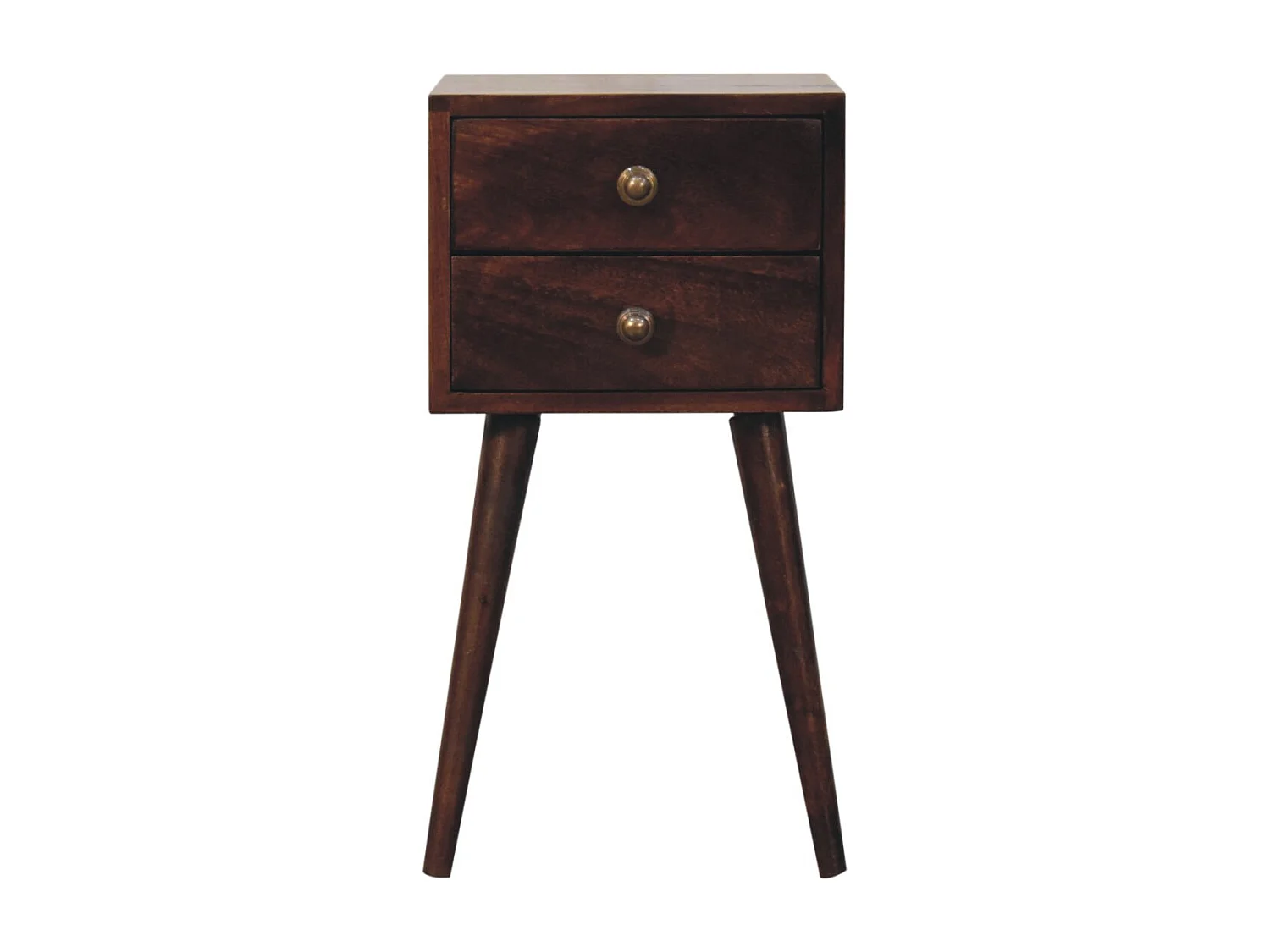 Artisan Furniture Mini stolik nocny z litego drewna kalifornijskiego orzecha, 2 szuflady, ciemnobrązowy 4838831