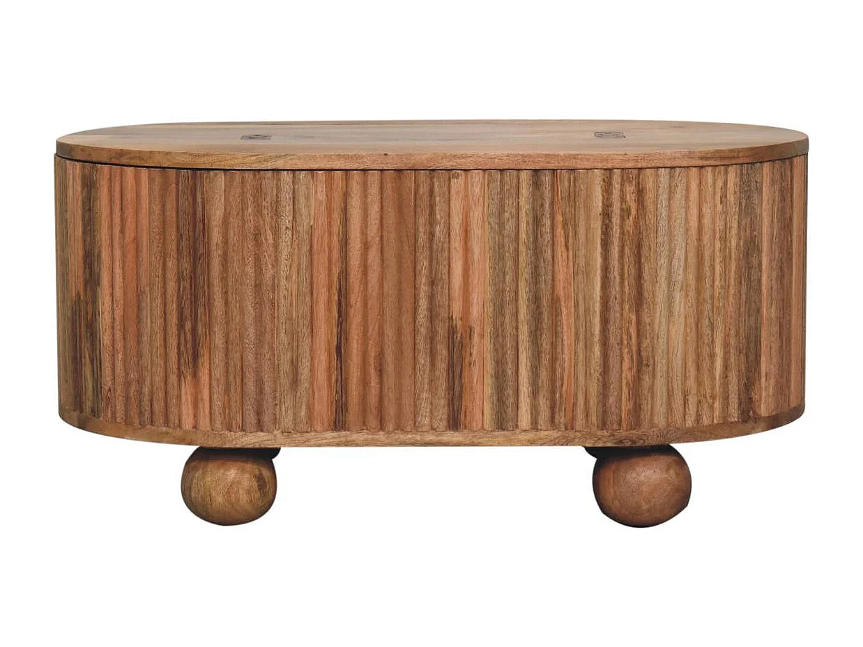 Stolik kawowy Soba Ball Artisan Furniture z litego drewna z podnoszoną pokrywą, 1 schowek, beżowy 4421664 - obrazek 1