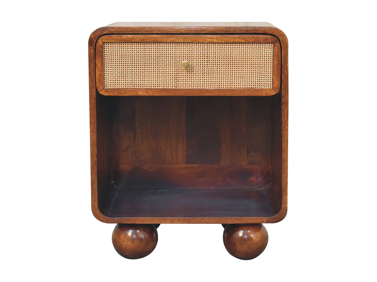 Artisan Furniture Lite drewno Kasztanowa Otwarta Szafka Nocna z Plecionką 4794566