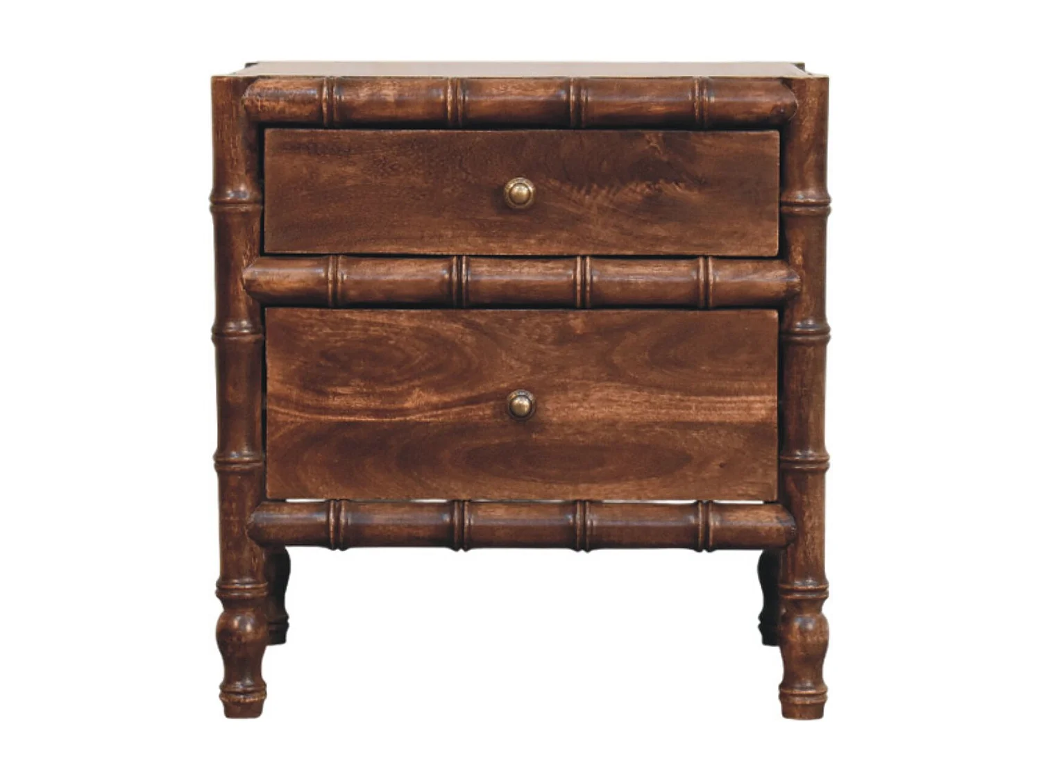 Artisan Furniture Lite drewno Szafka Nocna z Ramą Bambusową w Odcieniu Prażonego Migdała 4794555 - obrazek 1