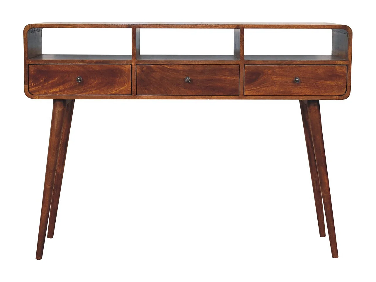 Artisan Furniture Lite drewno Potrójnie Zaokrąglony Stolik Konsola w Odcieniu Kasztanowym 4794659