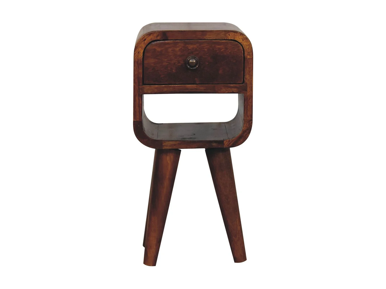 Artisan Furniture Ekstra mini niska zakrzywiona szafka nocna z litego drewna kasztanowego 4075338