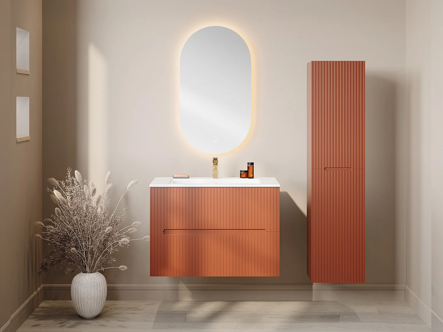 Lustro owalne podświetlane łazienkowe z funkcją przeciwmgielną i przyciskiem dotykowym – 50 × 90 cm – ASARILA 4334703