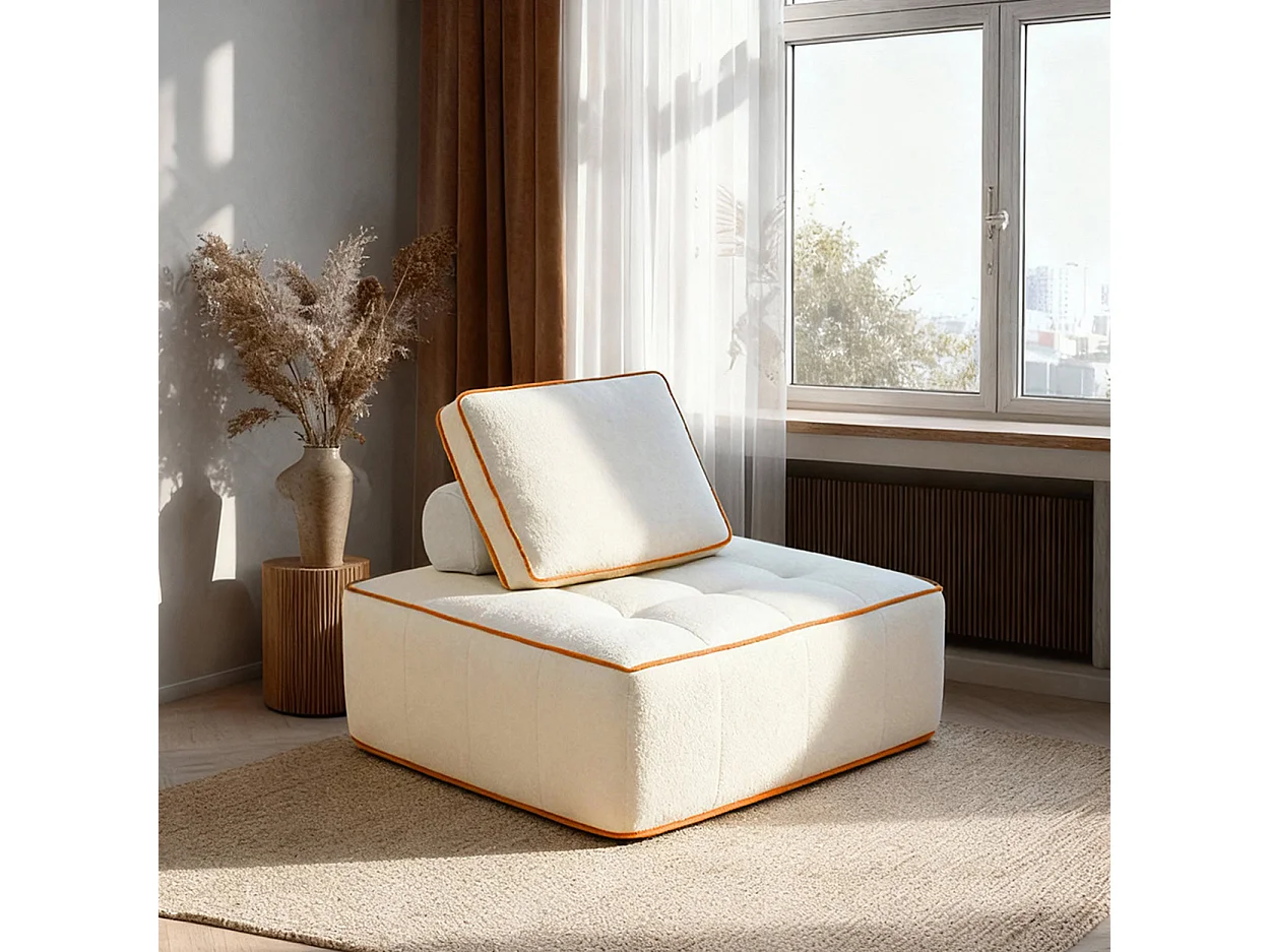 Coco Living Fotel Zen 1-osobowy – biały i pomarańczowy 4838384