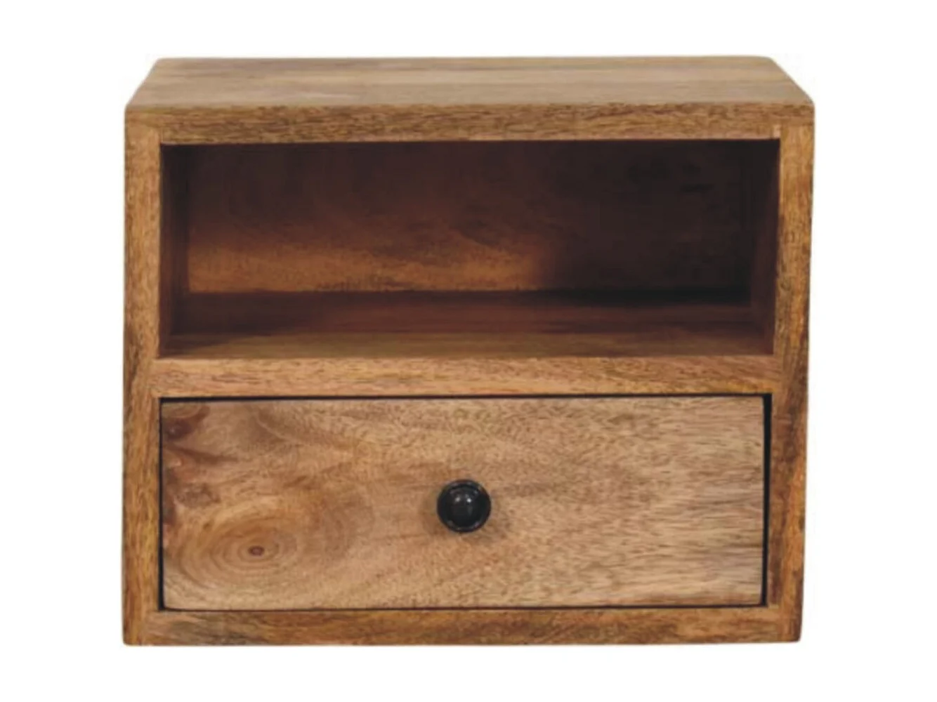 Szafka nocna ścienna Solis Artisan Furniture, wykończenie dębowe, 1 szuflada, 1 otwarta półka, brązowa 4421657 - obrazek 1