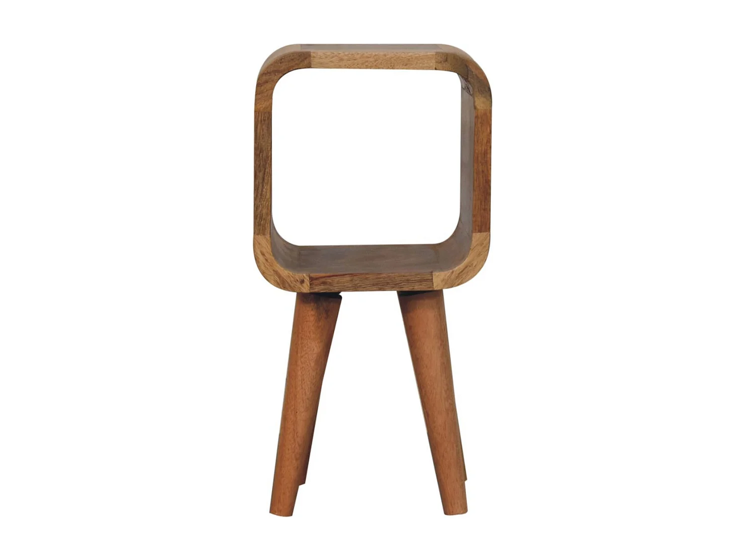 Szafka nocna Extra Mini Minimalist z zakrzywionymi krawędziami Artisan Furniture, wykończenie dębowe, 1 otwarta półka, brązowa 4421656 - obrazek 1