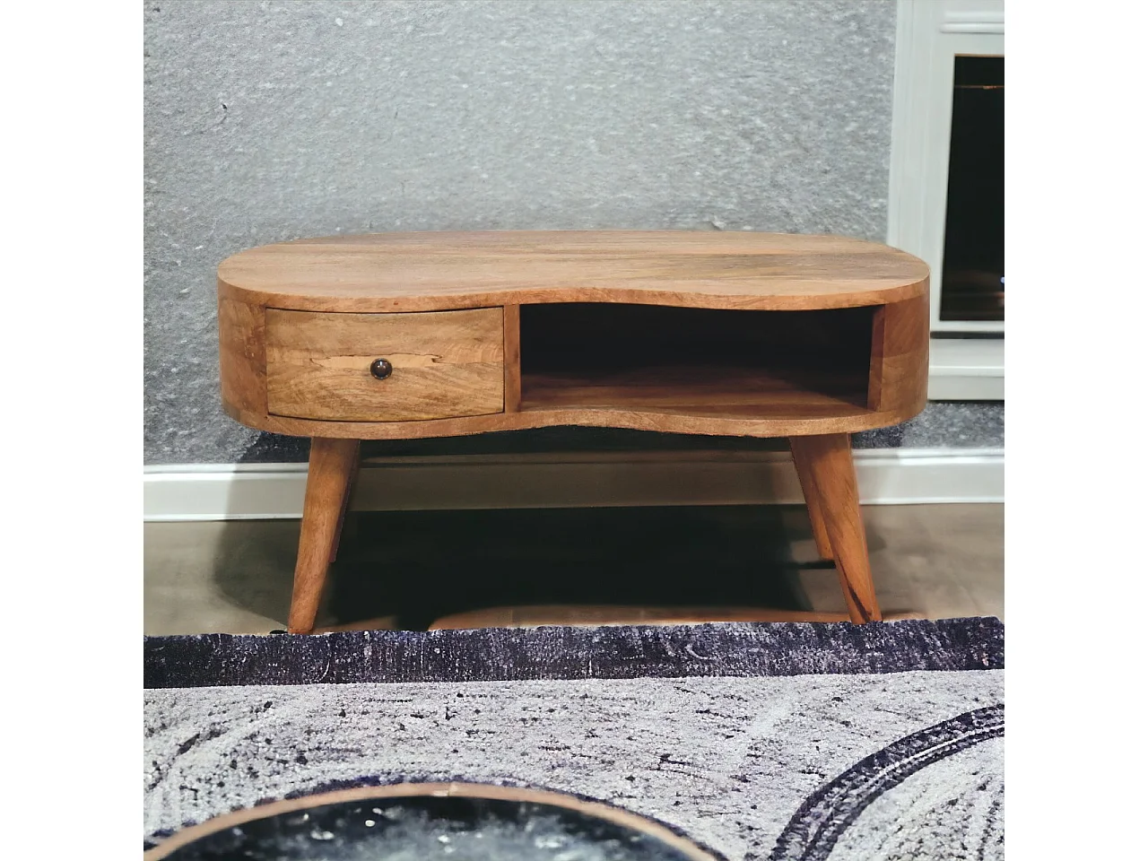 Stolik kawowy w stylu dębowym Artisan Furniture, 1 szuflada, 1 otwarta półka, brązowy 3480128 - obrazek 1