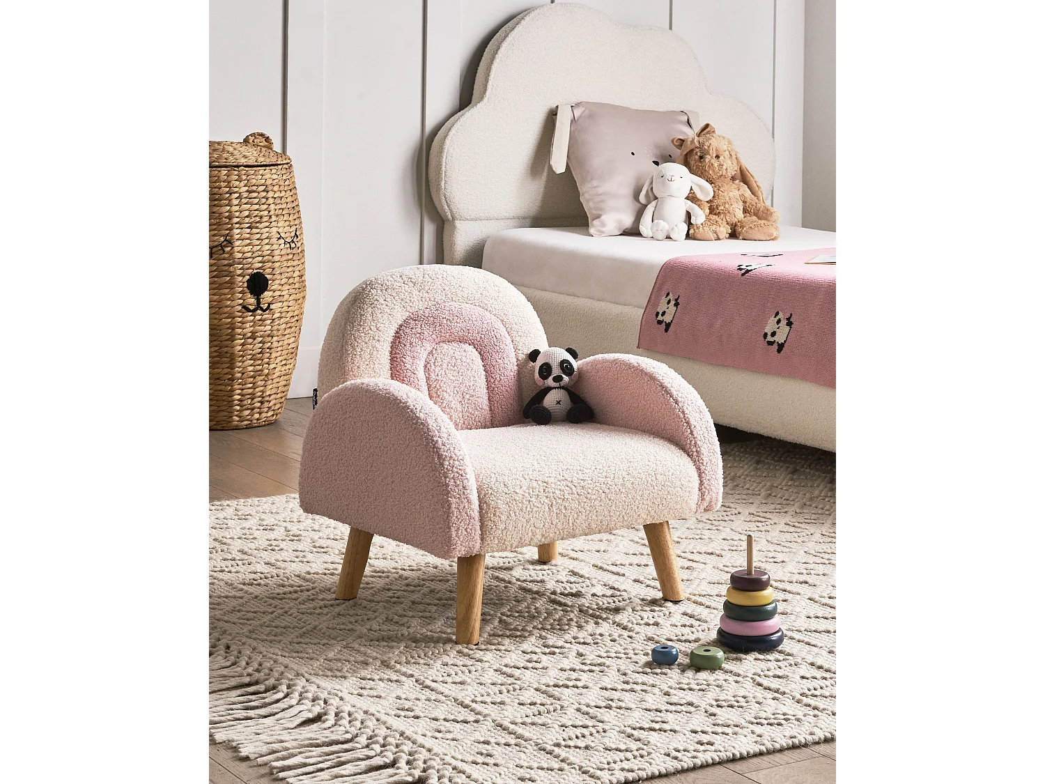 Fotel dziecięcy boucle różowy OMBO 4336018 - obrazek 1
