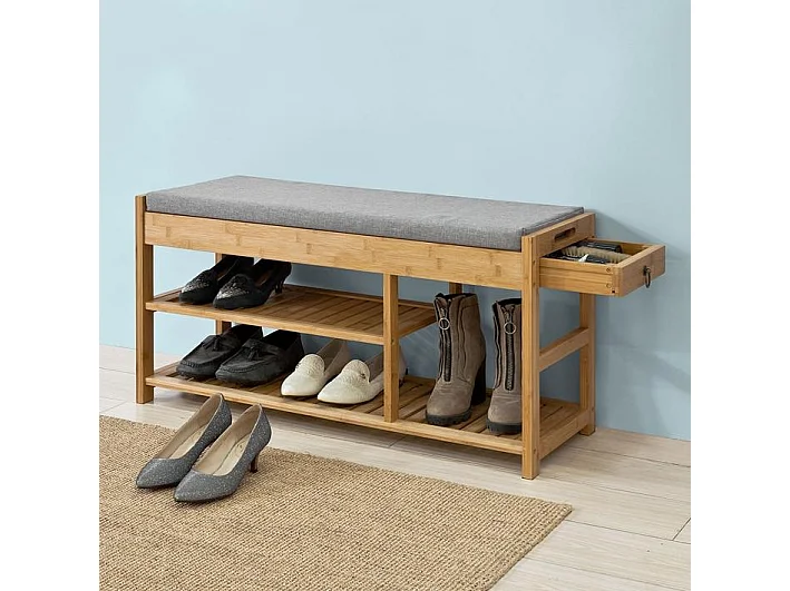 SoBuy Ławka na buty z 2 szufladami 90x30x45cm Klasyczny FSR47-N 1219109 - obrazek 1