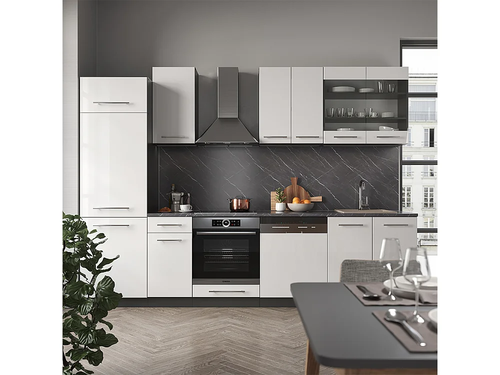 Aneks kuchenny biały wysoki połysk/antracyt 300x60x81.6 fame-line 4782026 - obrazek 1