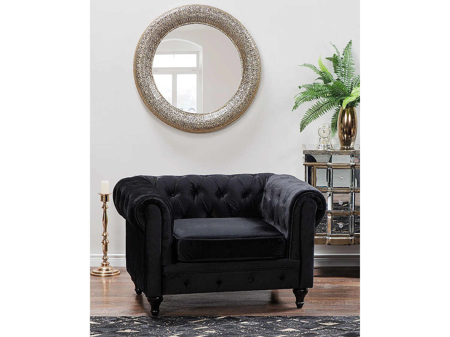 Fotel CHESTERFIELD Welur Czarny 147625 - obrazek 1