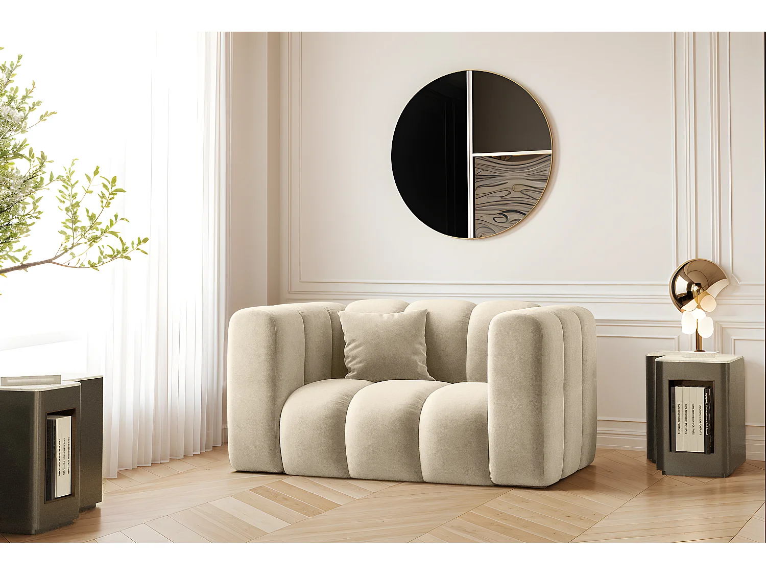 Fotel Grand, tkanina Salvador, Beżowy 4166329 - obrazek 1