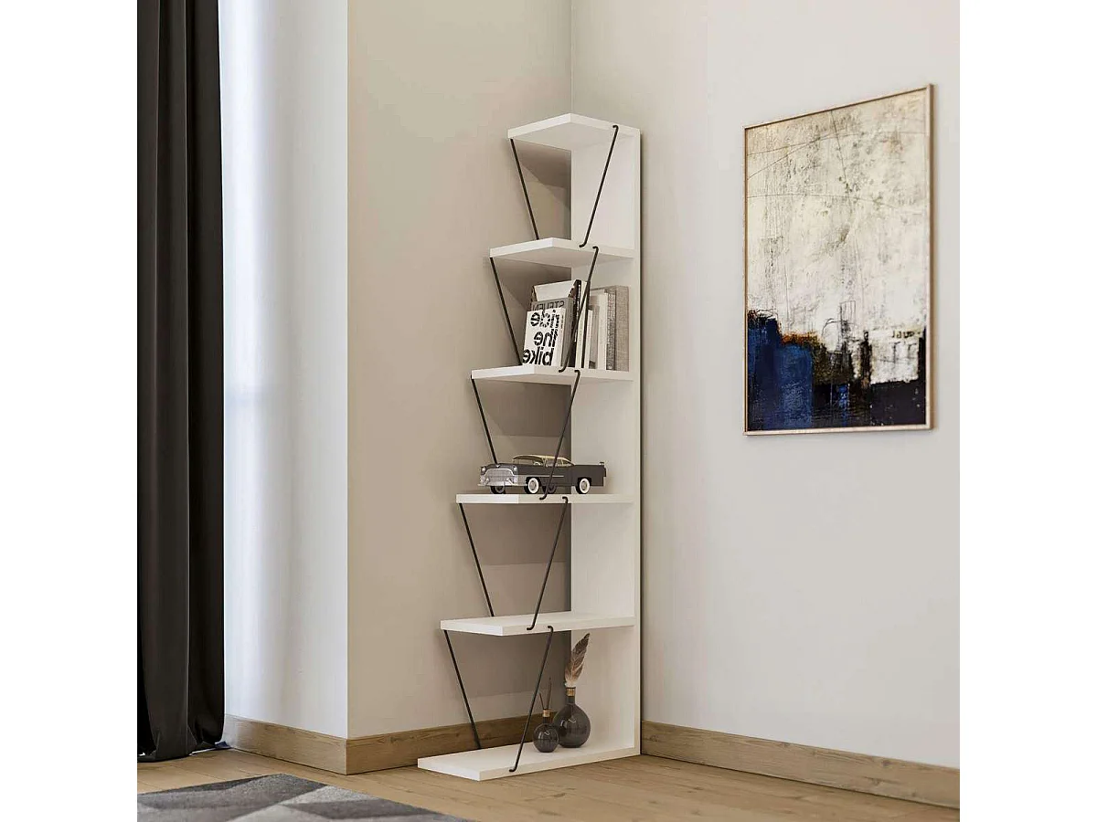 Biała drewniana biblioteczka „Ayder” 5 półek 50x22x150 cm, nowoczesny i solidny design 4862883