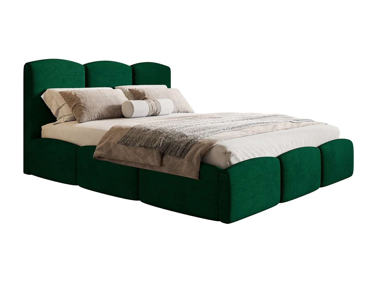 Łóżko dwuosobowe 200x200 Roma Slim - gruba pianka, stelaż metalowy, pojemnik - aksamit zielony (Amor Velvet 4311) 4866795 - obrazek 1