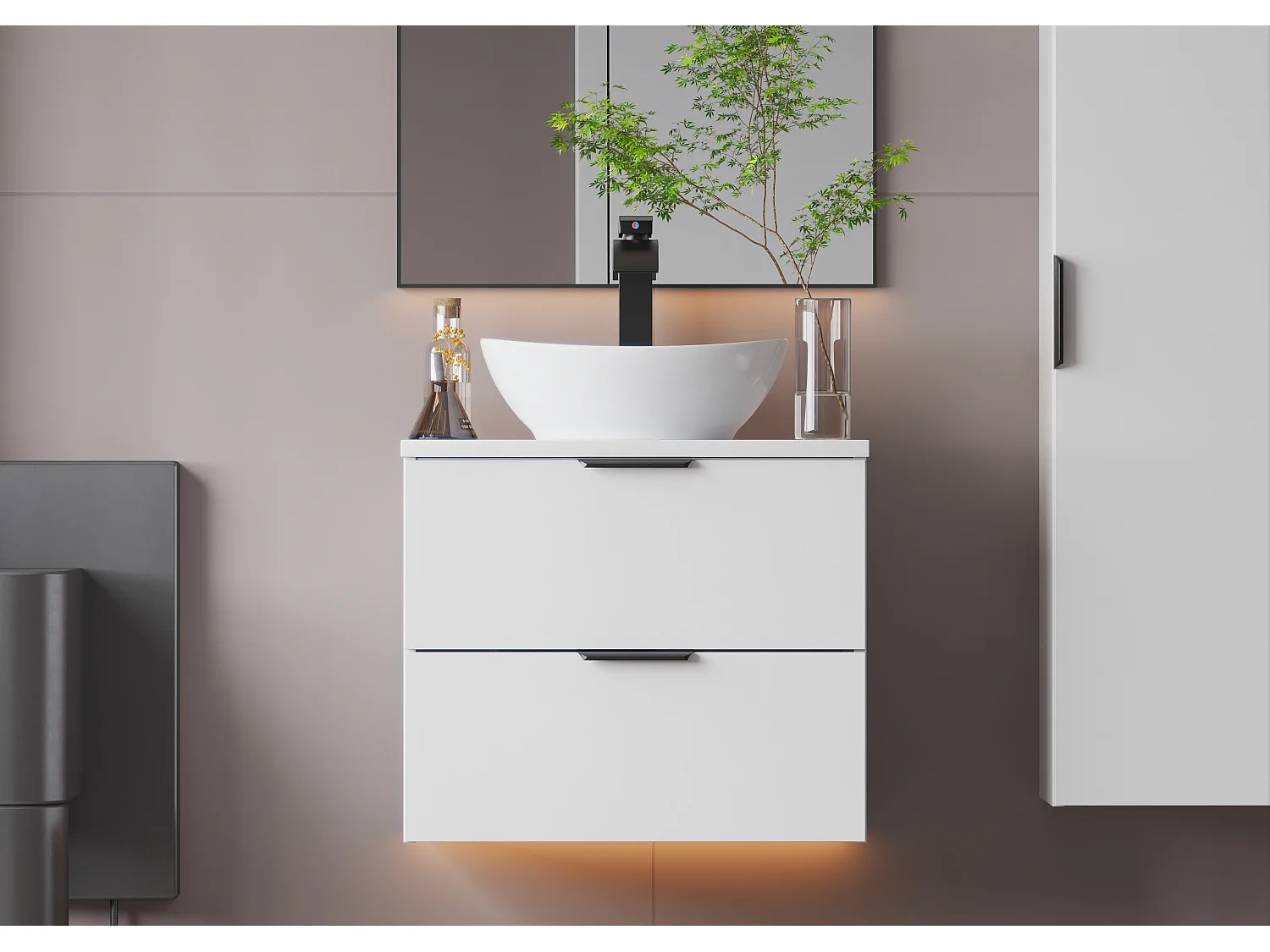 Biała Szafka pod Umywalkę 60cm 2 Szuflady Pile 4620457
