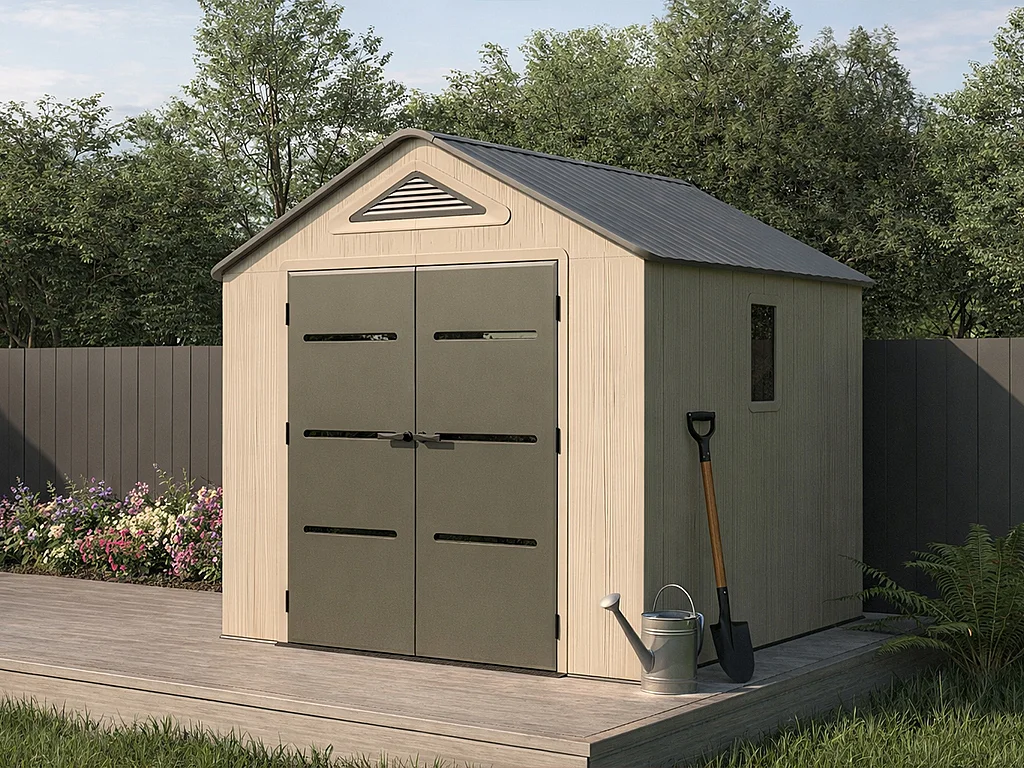 Domek ogrodowy z żywicy w kolorze beżowym i szarym 6,15 m² z podłogą – grubość 22 mm – ANTEVA 4762900 - obrazek 1