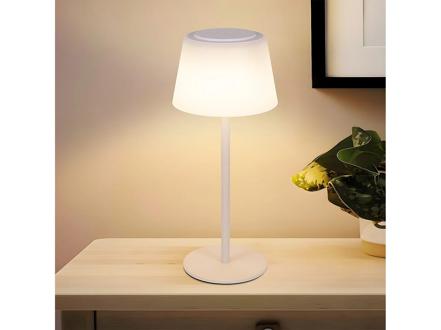 Bezprzewodowa lampka nocna LED NETTLIFE, dotykowa, ściemnialna, ładowana przez USB, biała, 3600 mAh. 4082849