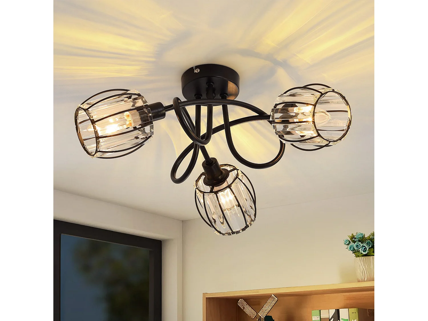 3-punktowy reflektor sufitowy Vintage Black Crystal E14 do korytarza 350° obrotowy industrialny 3948711