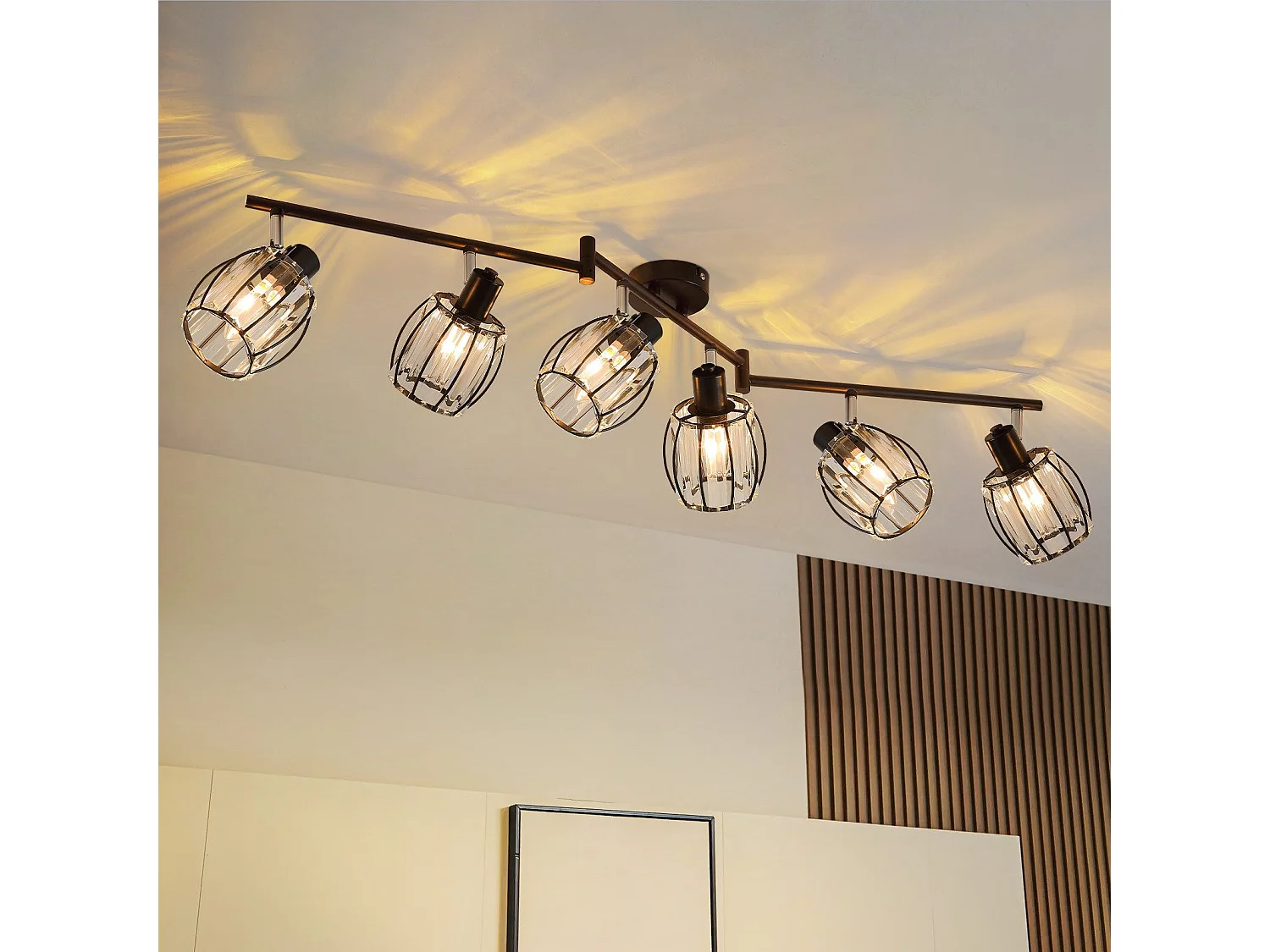 6er Vintage Black Crystal Ceiling Spotlight E14 Do Przemysłowego Korytarza Obrotowy 350° 3948712
