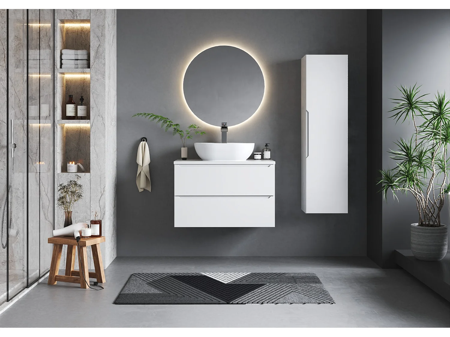 Biała Szafka pod Umywalkę 80cm 2 Szuflady Etna 4620391