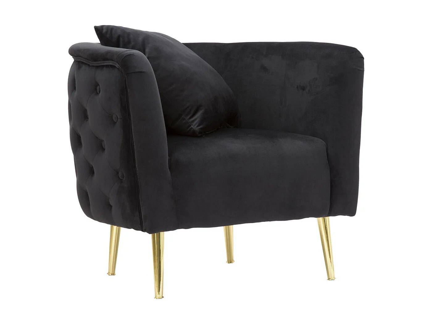 Fotel Bucharest z czarnego aksamitu i złotego metalu, Hollywood Inspiration, 76x74x71 cm - Glam Furniture 3578804 - obrazek 1