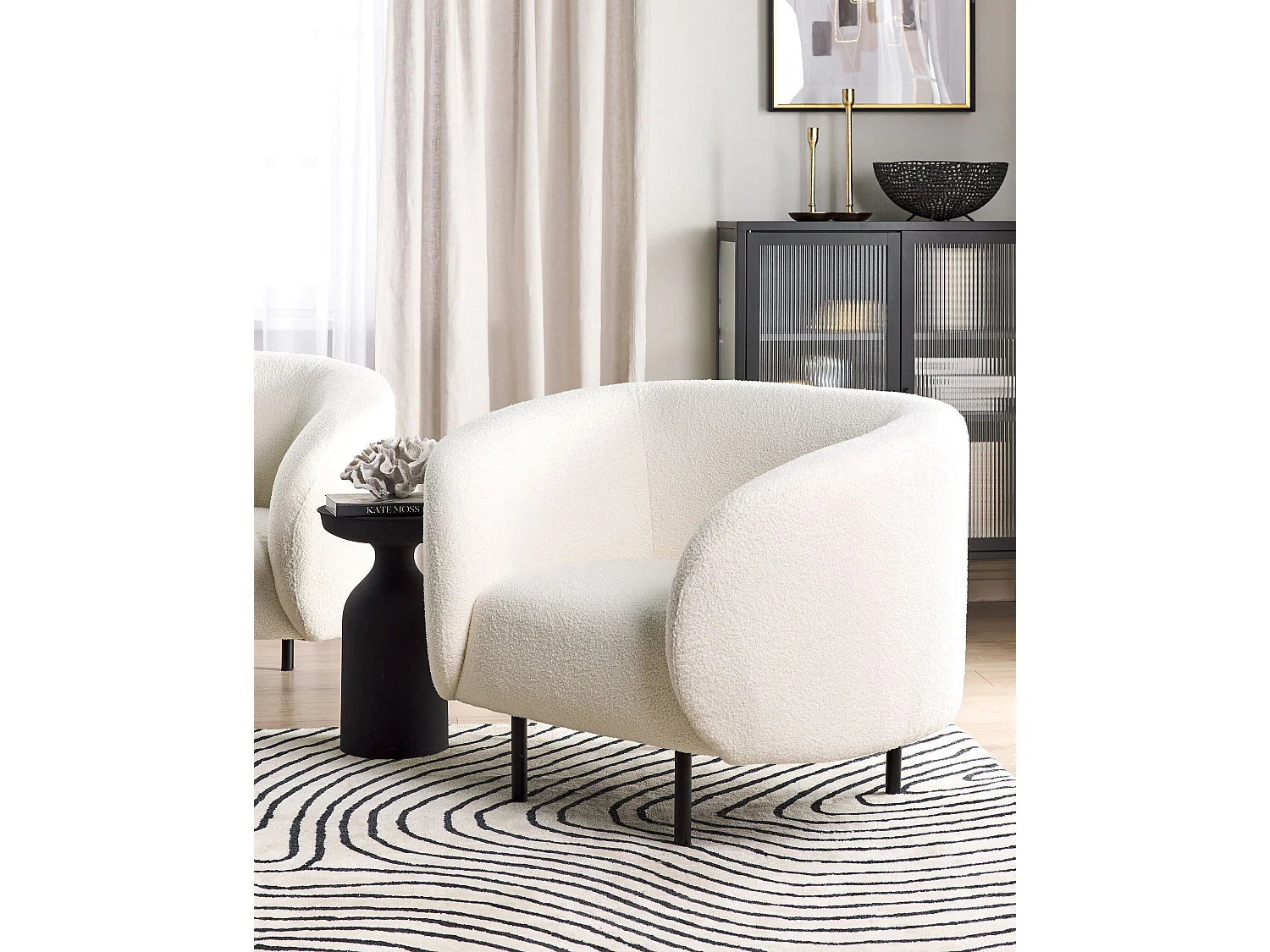 Fotel LOEN Boucle Biały 3771142 - obrazek 1