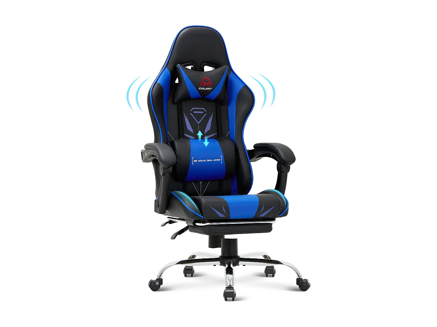 Ergonomiczny fotel gamingowy z podnóżkiem, maksymalne obciążenie 136 kg – Czarny 4841942 - obrazek 1