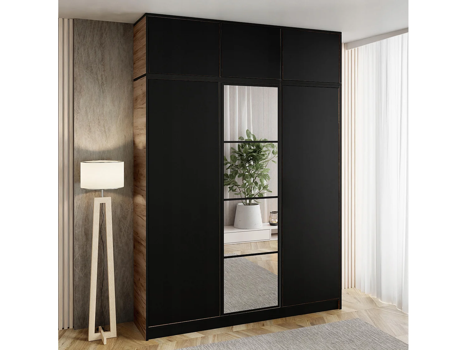 Garderoba z nadstawką EDEN 3D Dąb Craft Złoty + Czarny Wzór 4 4880668